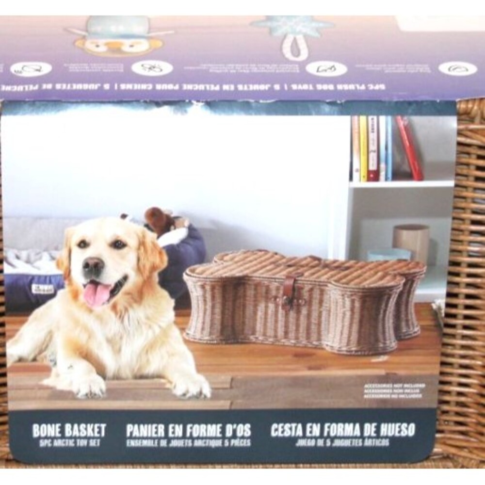 Buddy Buddy Whicker Dog Bone Basket Woven Pet Toy Storage Rustic Decor Vintage - Picture 10 of 10